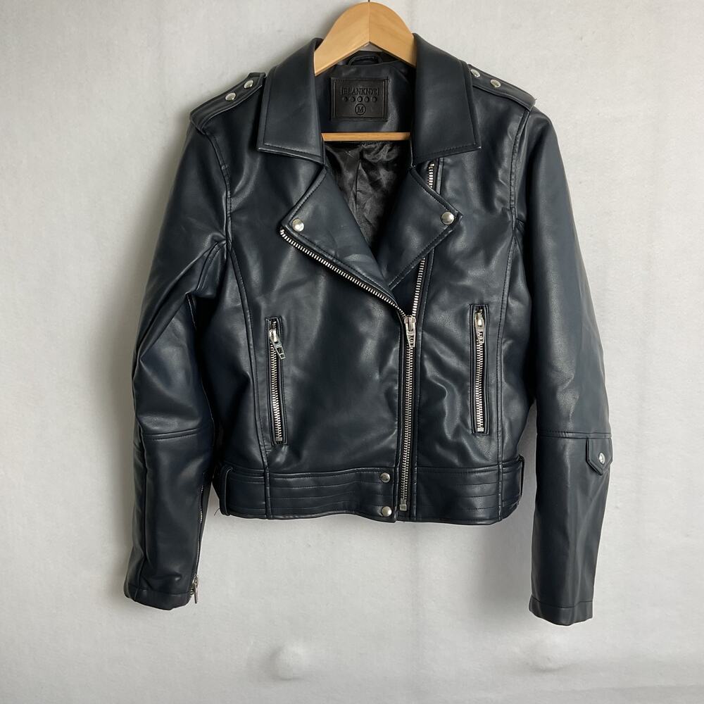 BLANKNYC Womens Vegan Leather Motorcycle Jacket Medium - Picture 2 of 9
